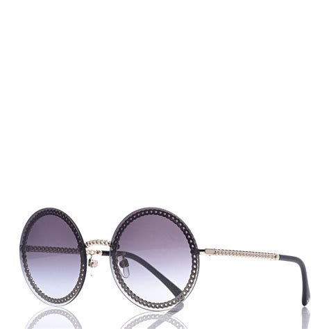 chanel purple round sunglasses|Chanel round sunglasses with chain.